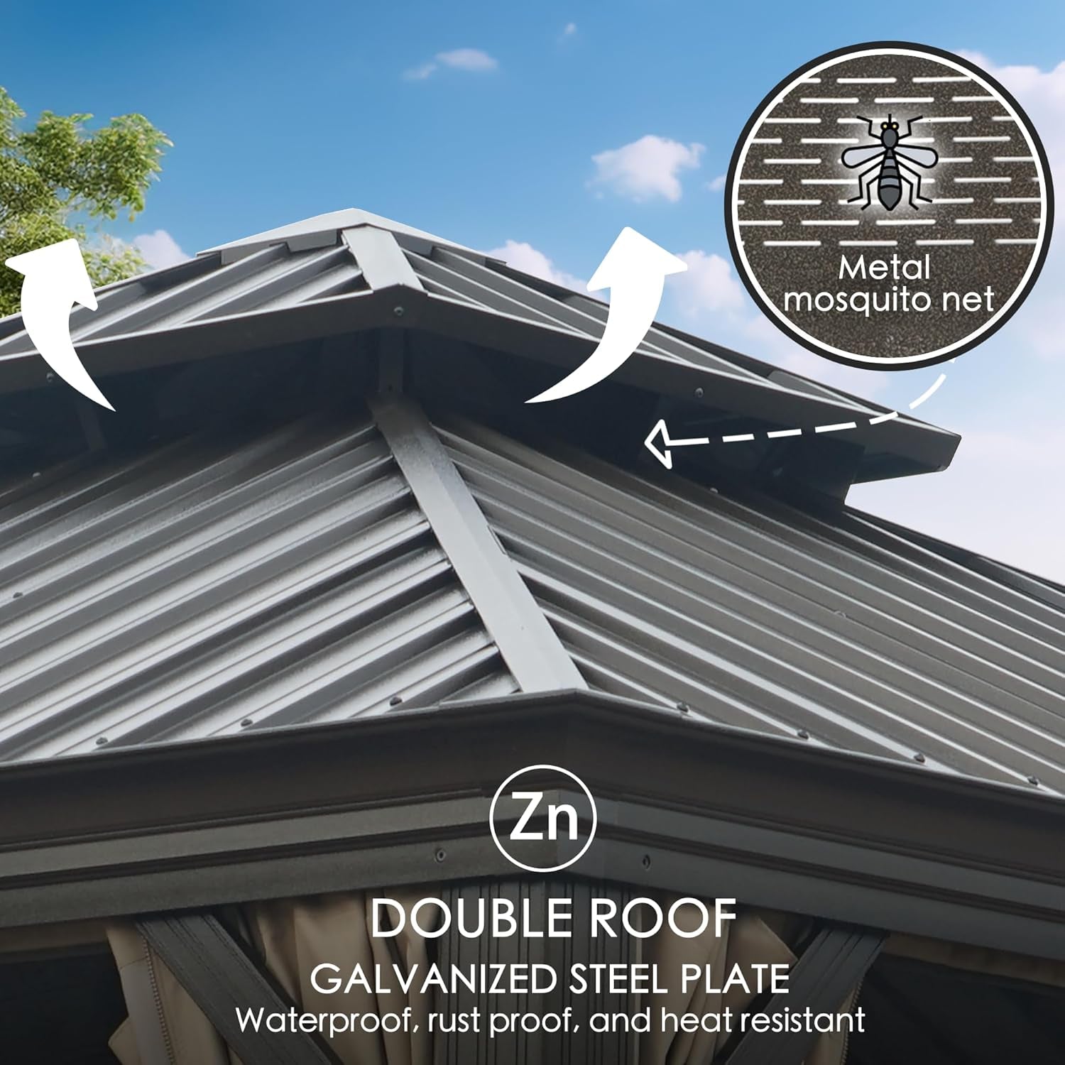 Alexander 10' X 12' Hardtop Gazebo, Aluminum Frame with Galvanized Steel Double Roof, Outdoor Permanent Pavilion with Curtains and Netting for Patio, Backyard, Deck, Lawn(Brown)