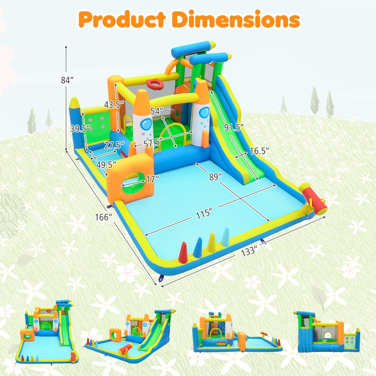 10-in-1 Inflatable Bounce House with Water Slide and Ball Pit