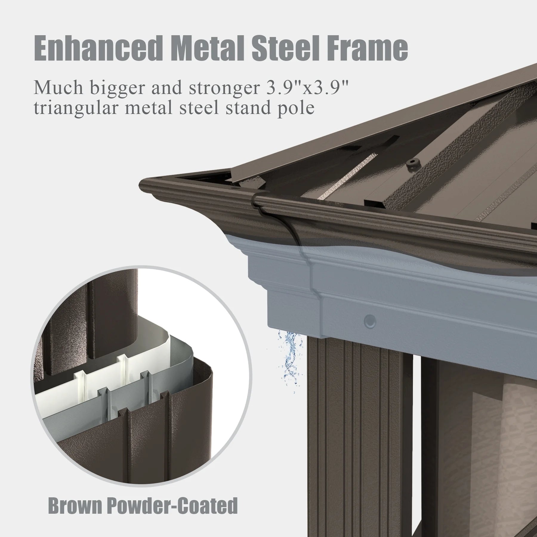 12' X 14' Hardtop Gazebo, Galvanized Steel Double Roof Canopy W/Curtains and Netting, Drainage System, Sunshade for Deck, Lawns and Backyard, Brown.