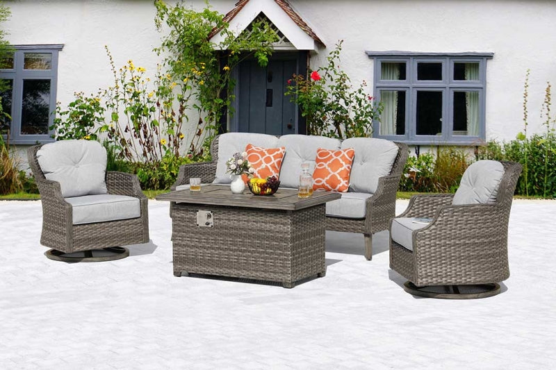 Tenaya Wicker Square Firepit Table