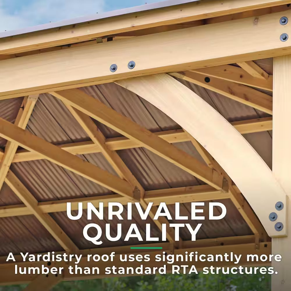 DIY Meridian 12 Ft. X 16 Ft. Cedar Wood Outdoor Gazebo Kit with Hartop Metal Roof - Permanent Covered Patio Shade