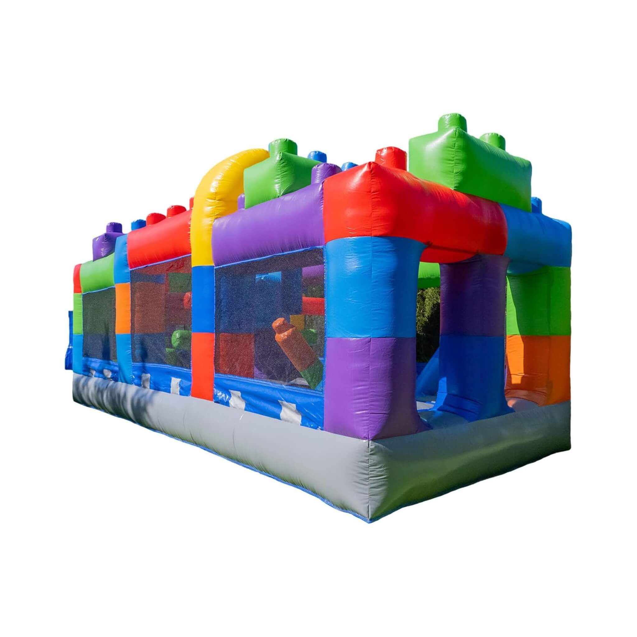 20FT Giant Multicolor Block Inflatable Obstacle Course With Large Mesh Windows