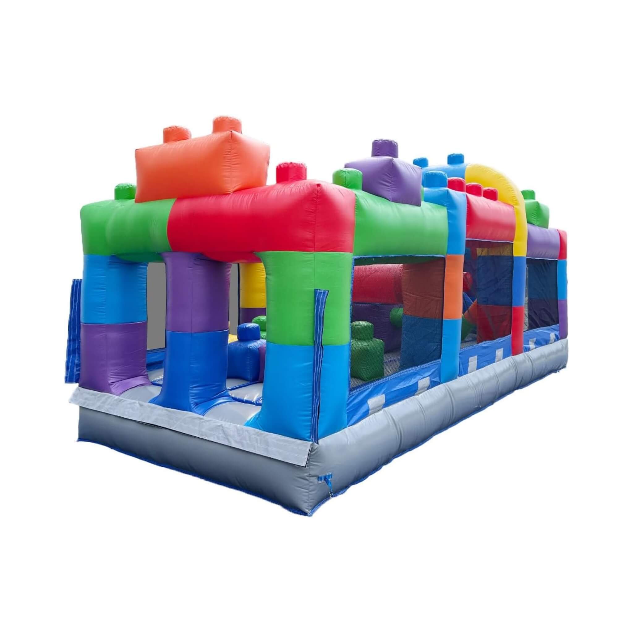 20FT Giant Multicolor Block Inflatable Obstacle Course With Large Mesh Windows