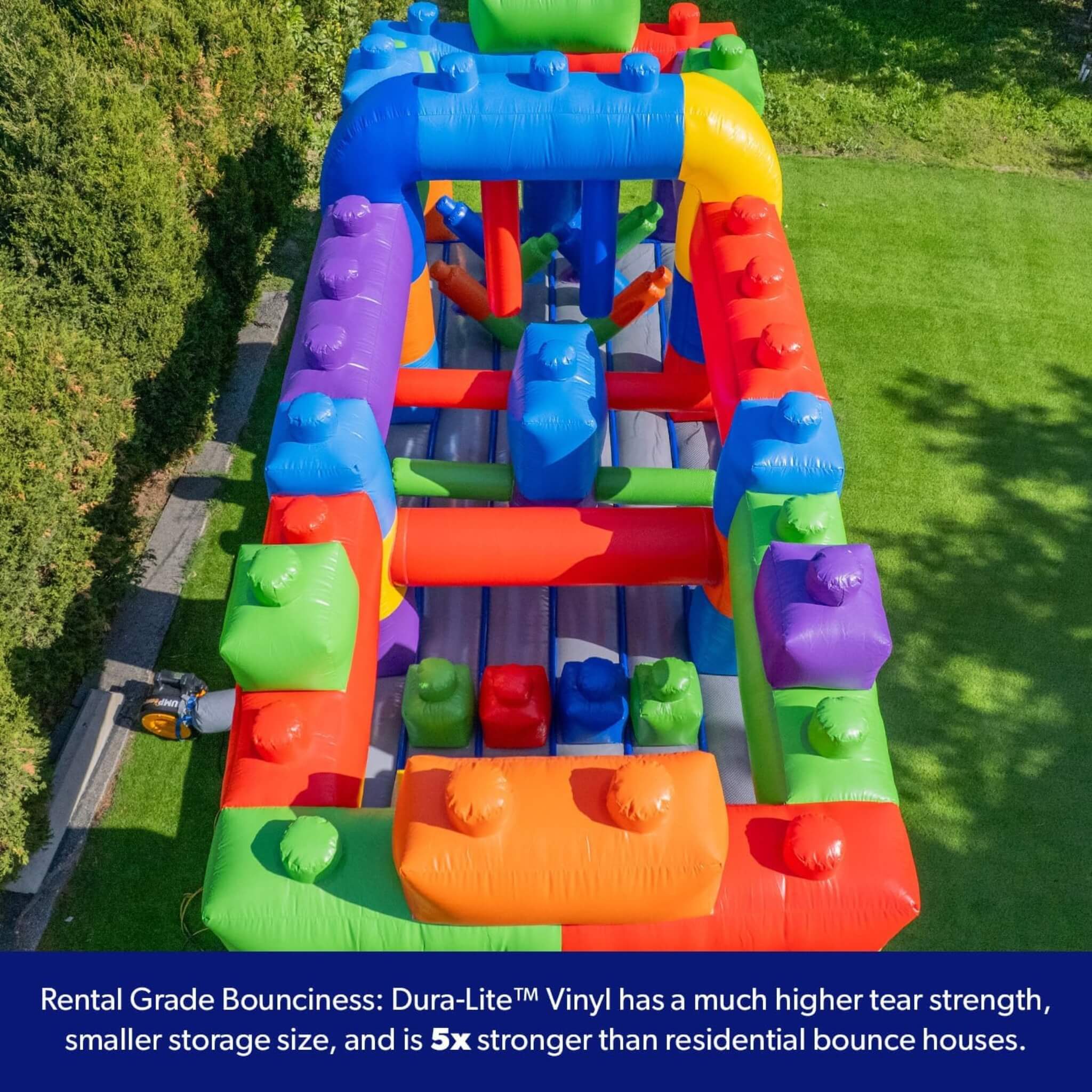 20FT Giant Multicolor Block Inflatable Obstacle Course With Large Mesh Windows