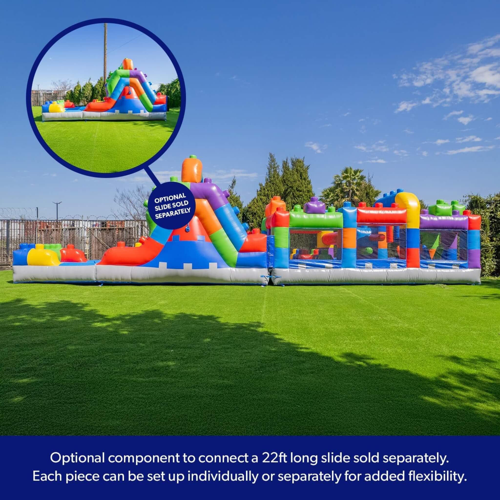 20FT Giant Multicolor Block Inflatable Obstacle Course With Large Mesh Windows