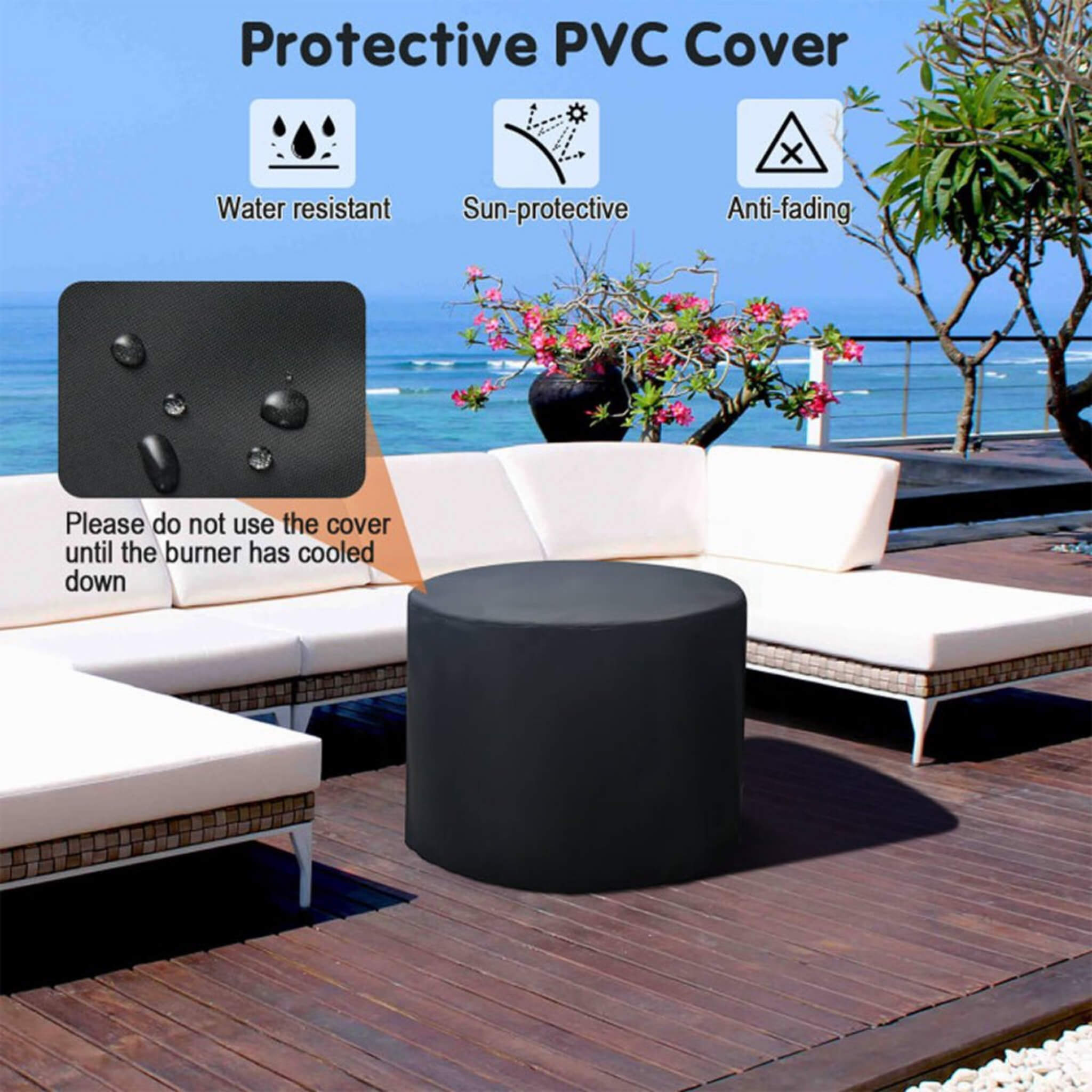 Alora 30K BTU Premium Outdoor Patio Gas Fire Pit Table With Fire Glass And Cover, 32"
