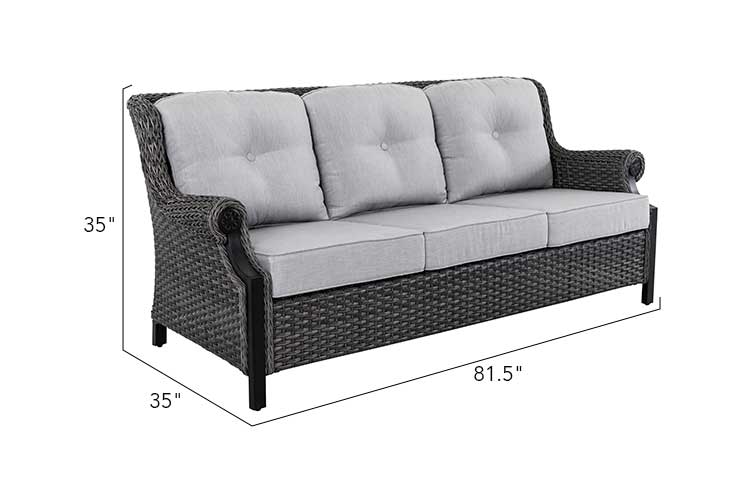 Lassen wicker living room set: 1 three-seater sofa and 2 swivel rocking chairs