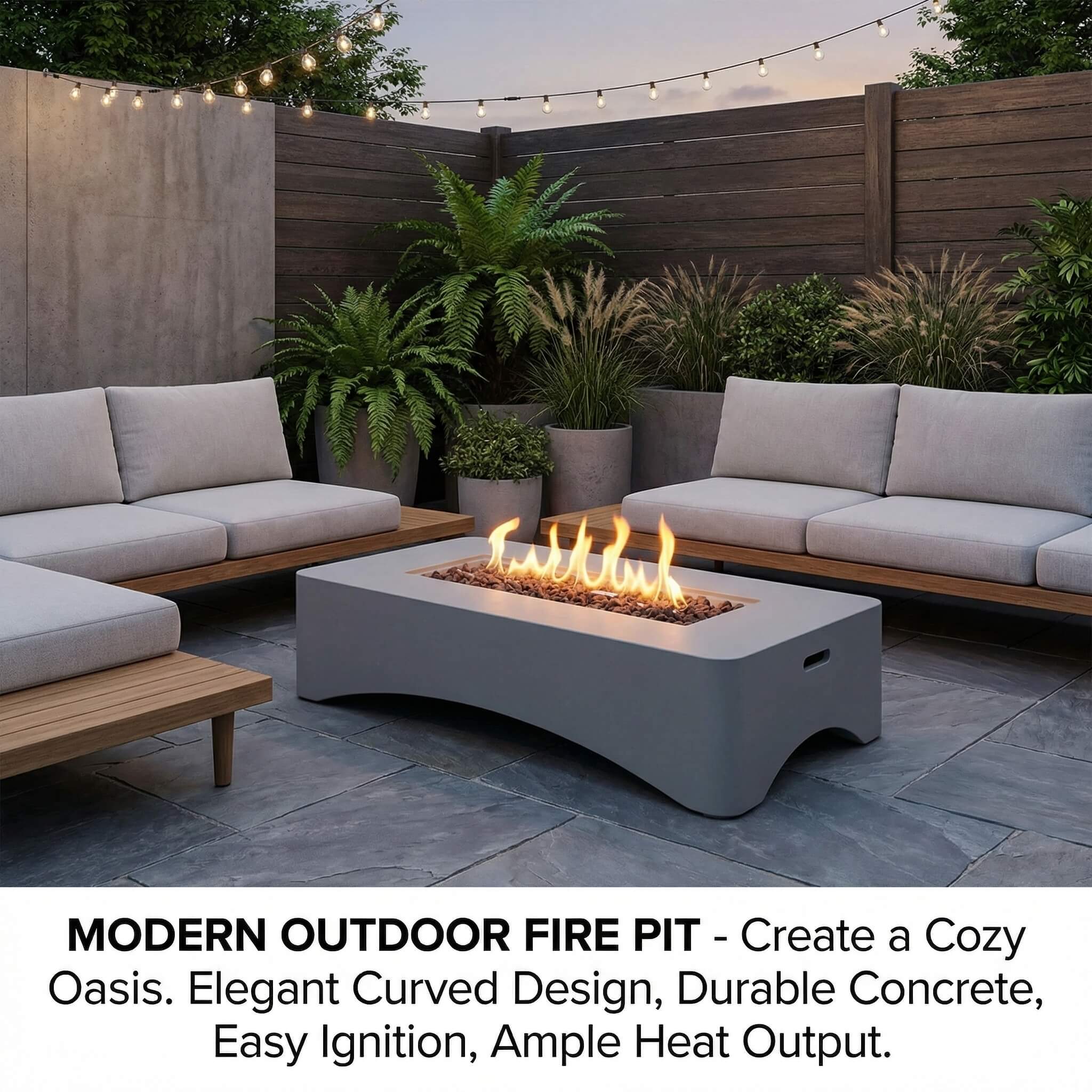 Alora 56-Inch 50K BTU Outdoor Modern Propane Fire Pit Table (SAK56830)