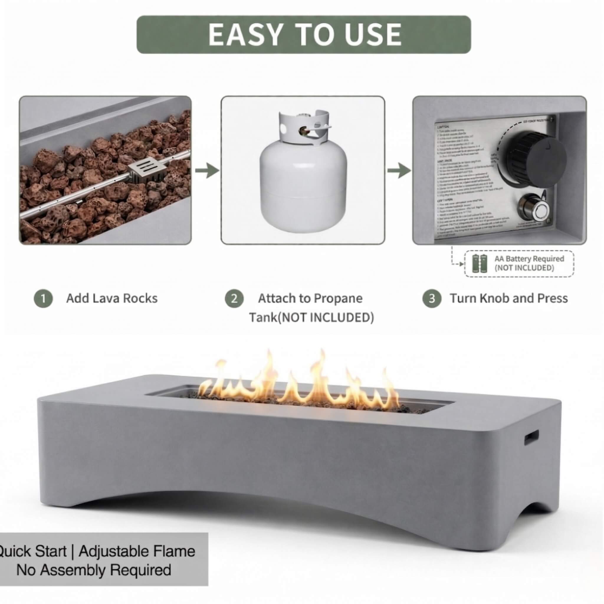 Alora 56-Inch 50K BTU Outdoor Modern Propane Fire Pit Table (SAK56830)