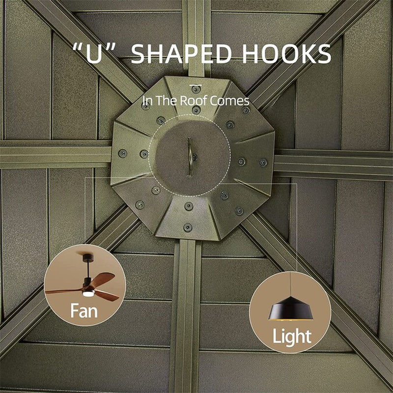 11.9-Ft X 11.9-Ft Hardtop Gazebo Brown Gazebo with Hardtop Roof