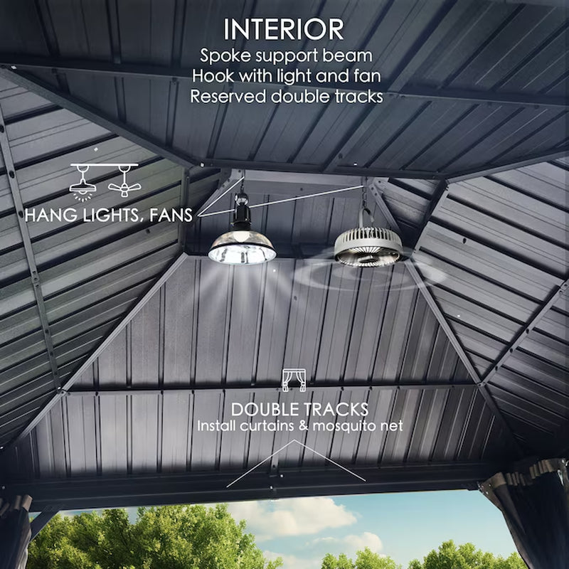 12-Ft X 18-Ft Alexander Gray Gazebo with Hardtop Roof (Screen Included)