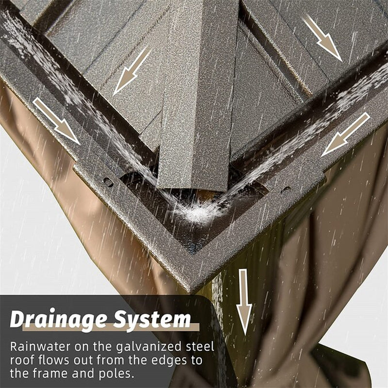 11.9-Ft X 11.9-Ft Hardtop Gazebo Brown Gazebo with Hardtop Roof