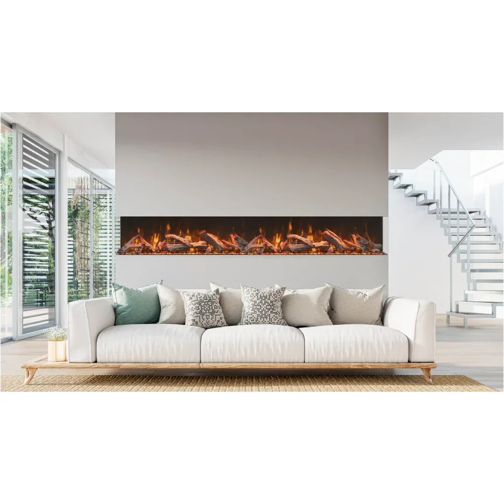 Amantii Tru View Bespoke 85" Panoramic 3-Sided Electric Fireplace for Indoor/Outdoor Installation