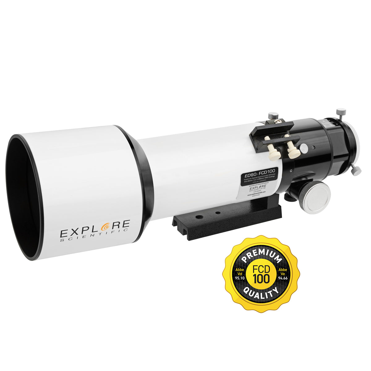 ED80-FCD100 Series Air-Spaced Triplet Refractor Telescope and Field Flattener f/5 to f/7