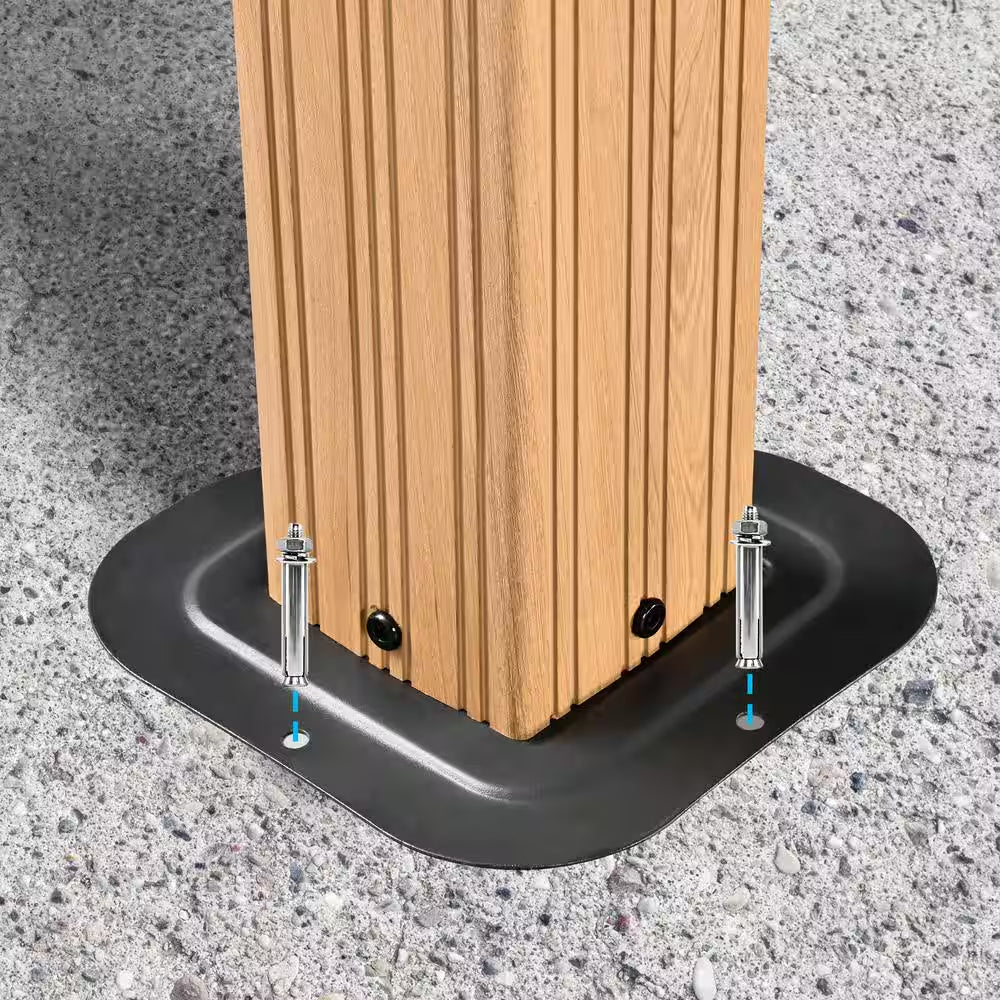 12 Ft. X 16 Ft. Double Roof Hardtop Wood Grain Aluminum Patio Gazebo with Netting and Khaki Curtains