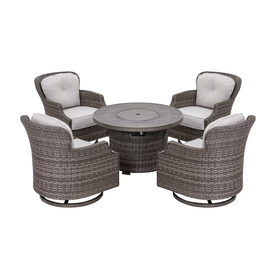 Tenaya Round Wicker FirePit Table with Metal Cover