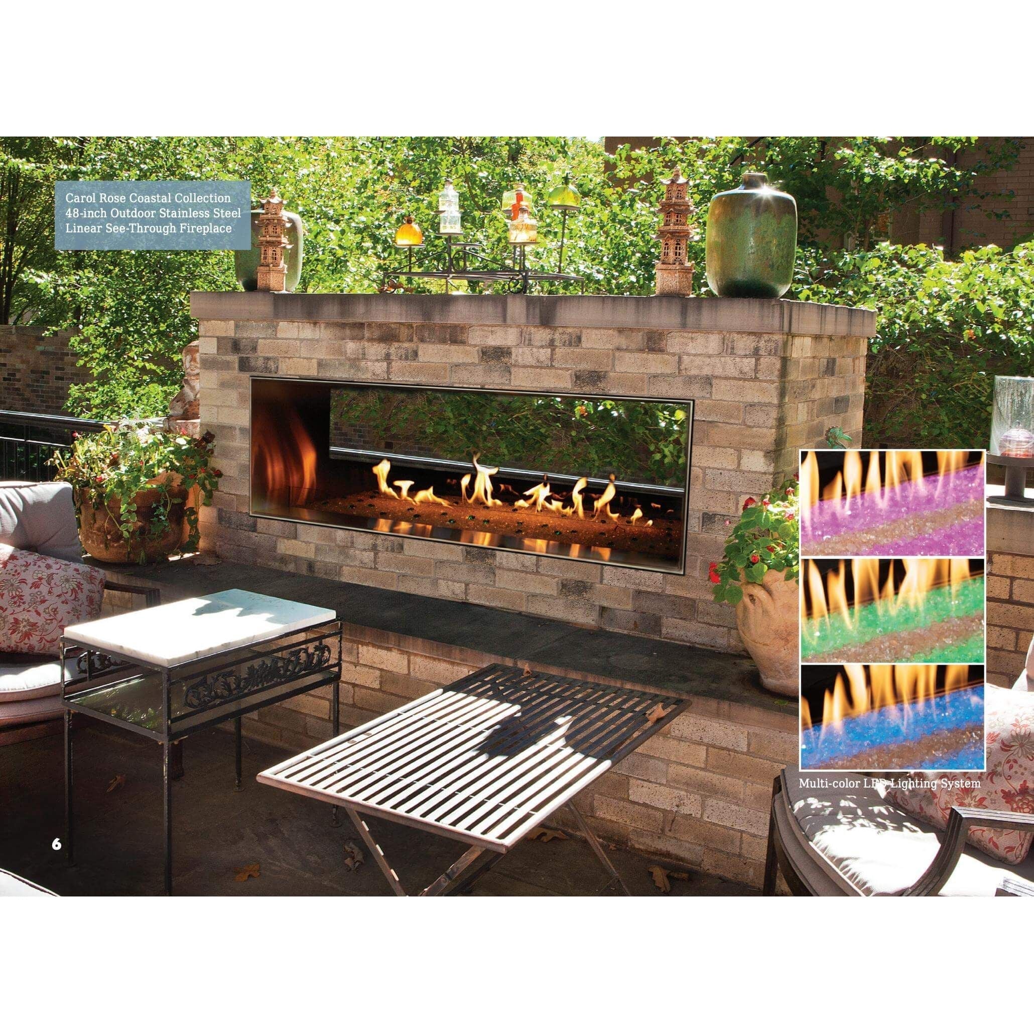 American Hearth Empire Carol Rose See-Through Outdoor Vent-Free Fireplace - 60"