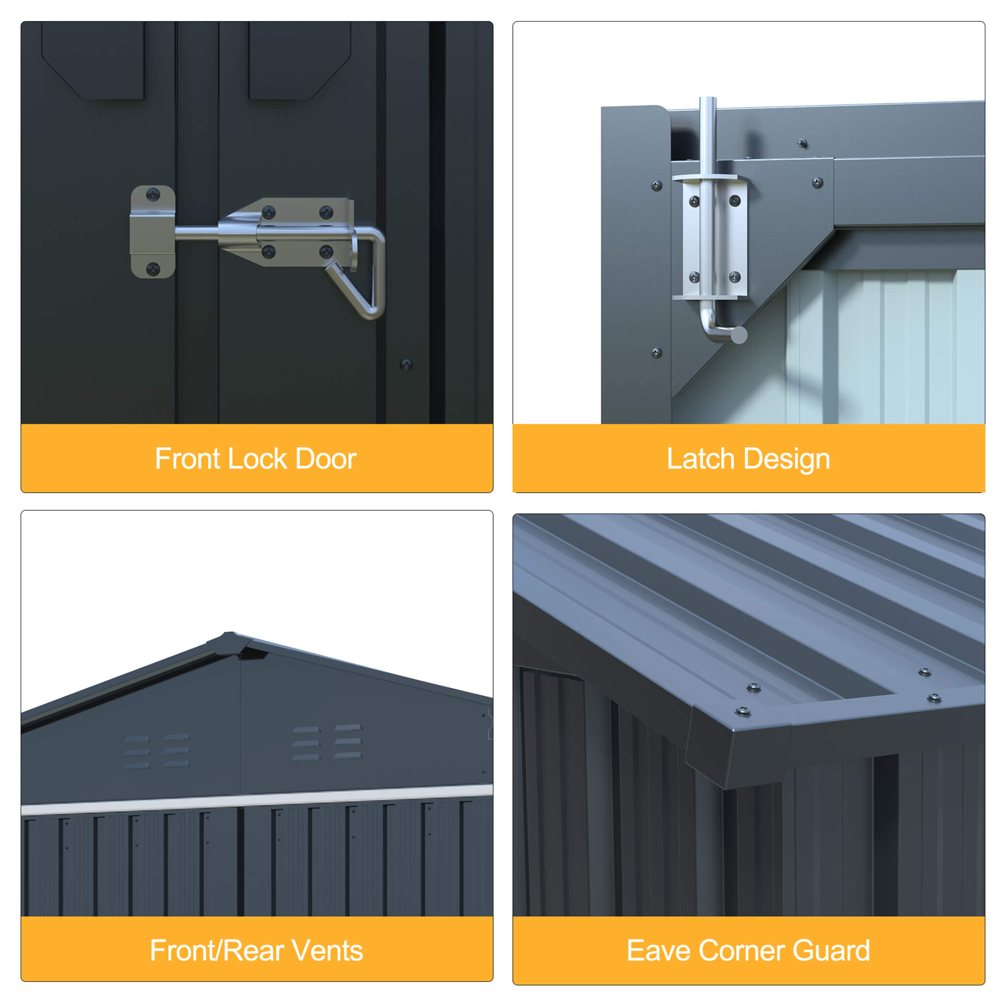 Extra-Large Outdoor Galvanized Steel Outdoor Storage Shed With Skylight Roof (SAK42671)