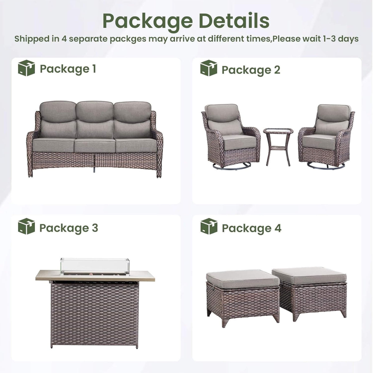 Alora Luxury 7-Piece Outdoor Patio Furniture Set With Fire Pit Table (SAK57391)