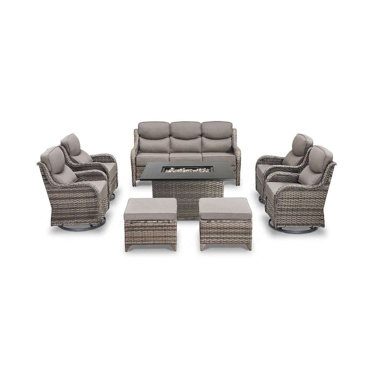Alora Luxury 8-Piece All-Weather Patio Furniture Set With Fire Pit Table (SAK37512)