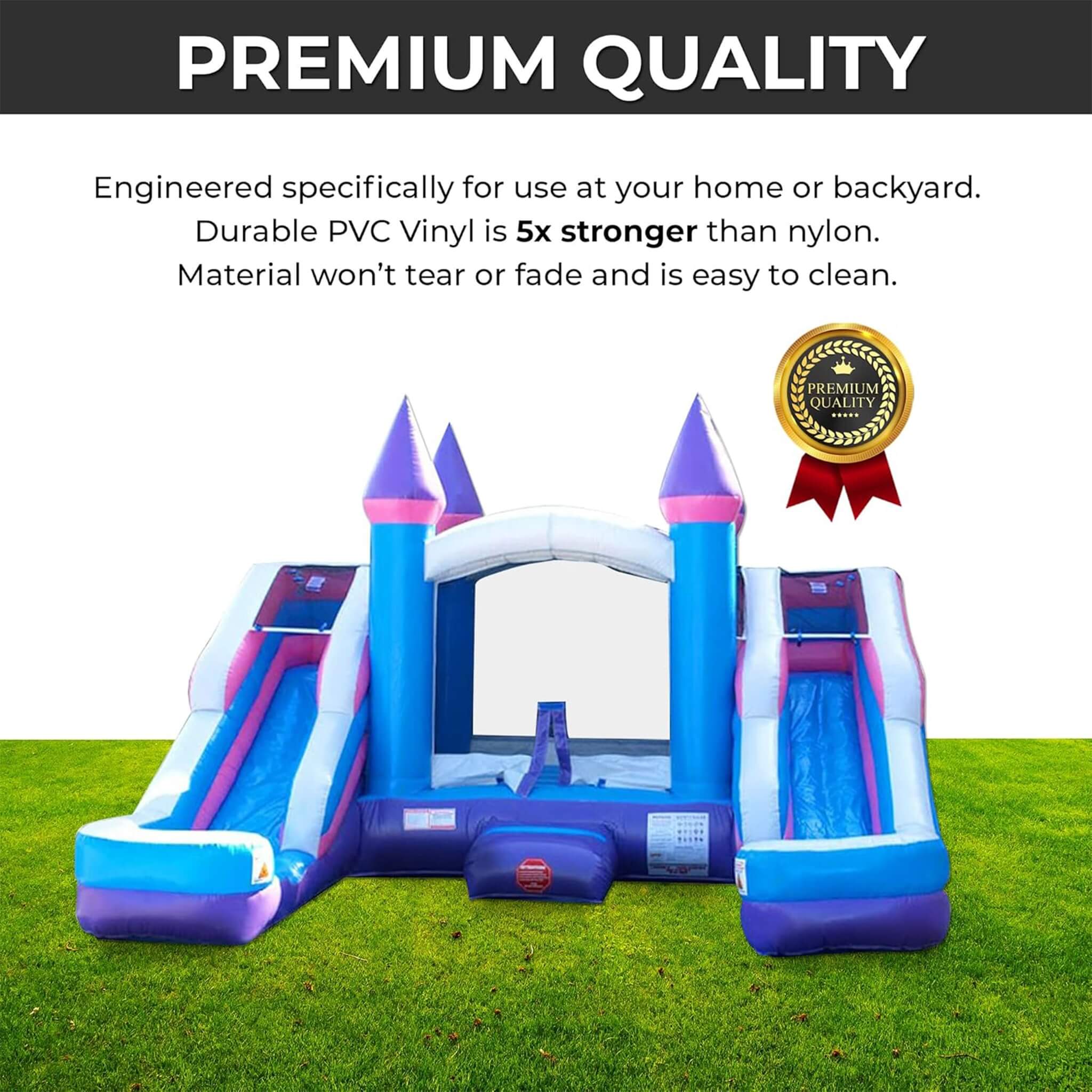 16FT Pink Castle Bounce House Combo With Double Water Slide