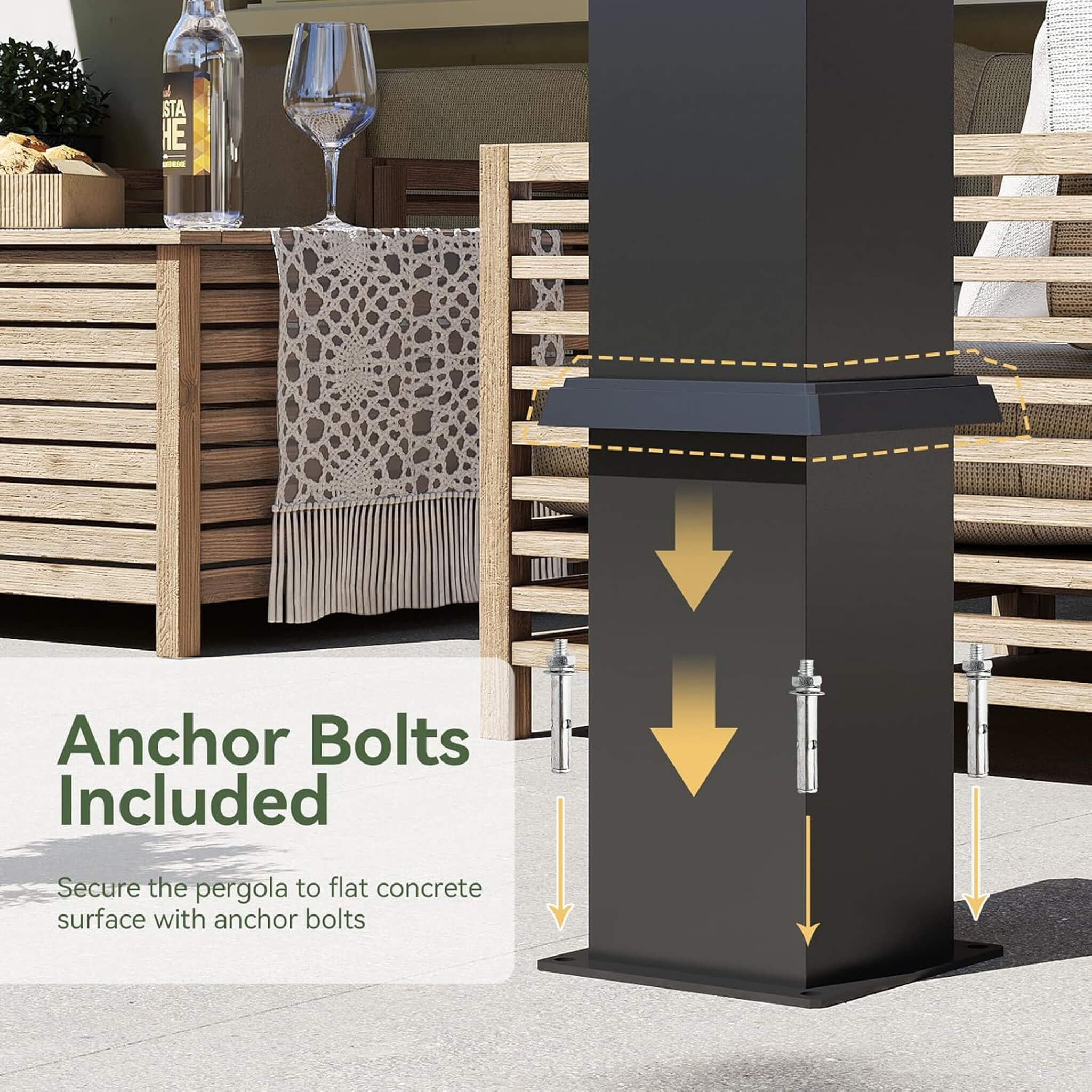 Alora Premium Gray Outdoor Metal Pergola With Louvered Roof And Drainage System (SAK76143)