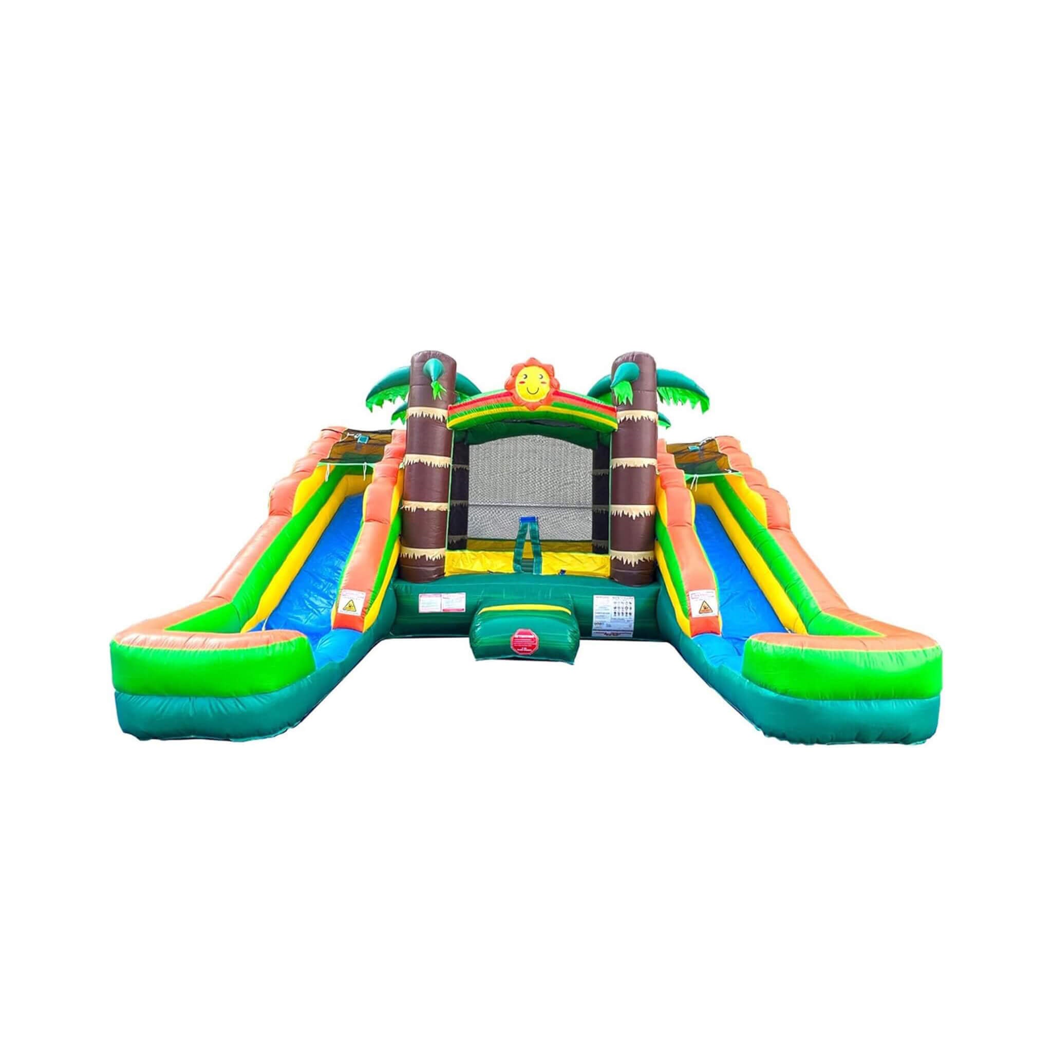 16FT Tropical Bounce House Combo With Double Water Slides