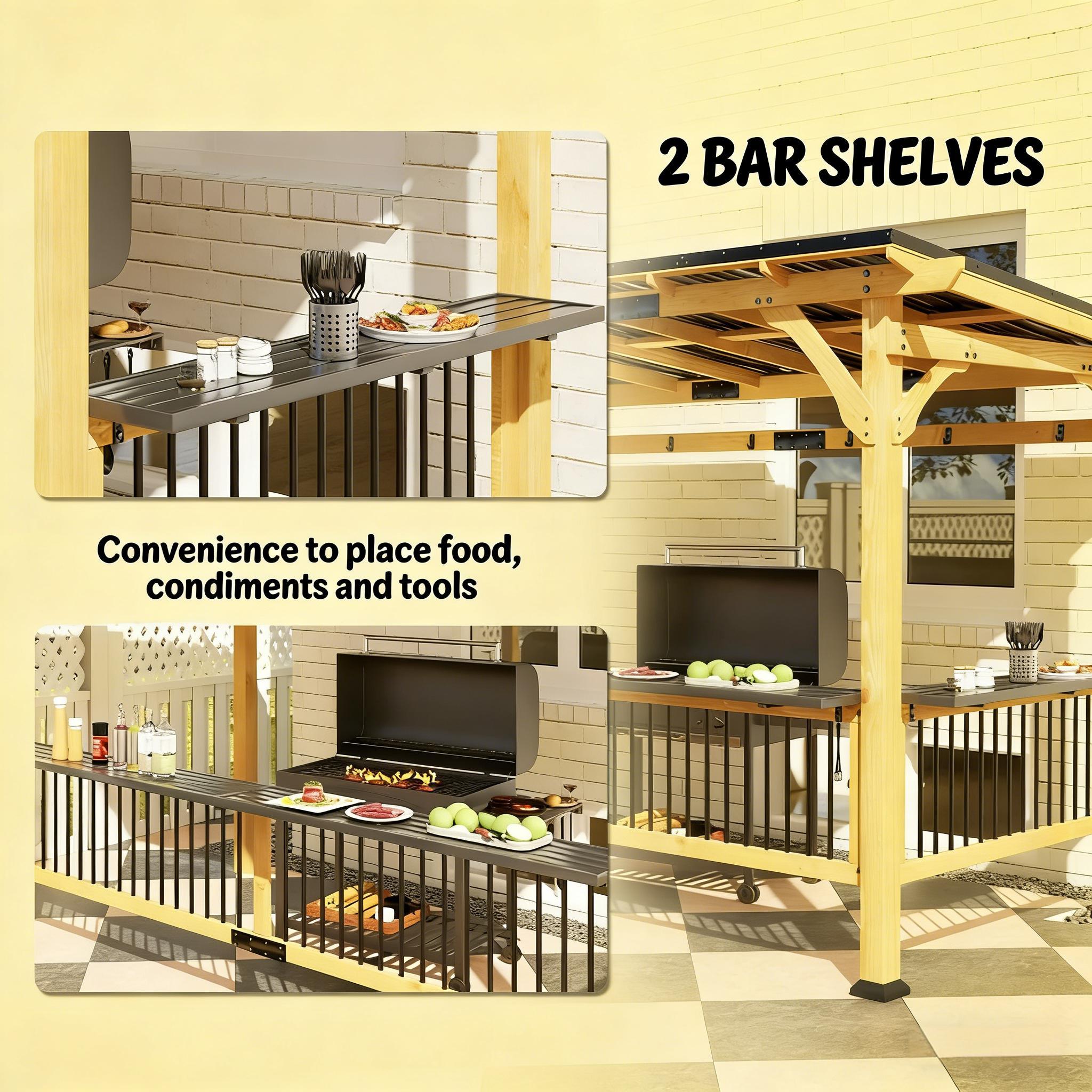 [06X13FT] Premium Outdoor Hardtop Wooden BBQ Grill Gazebo (SAK97420)