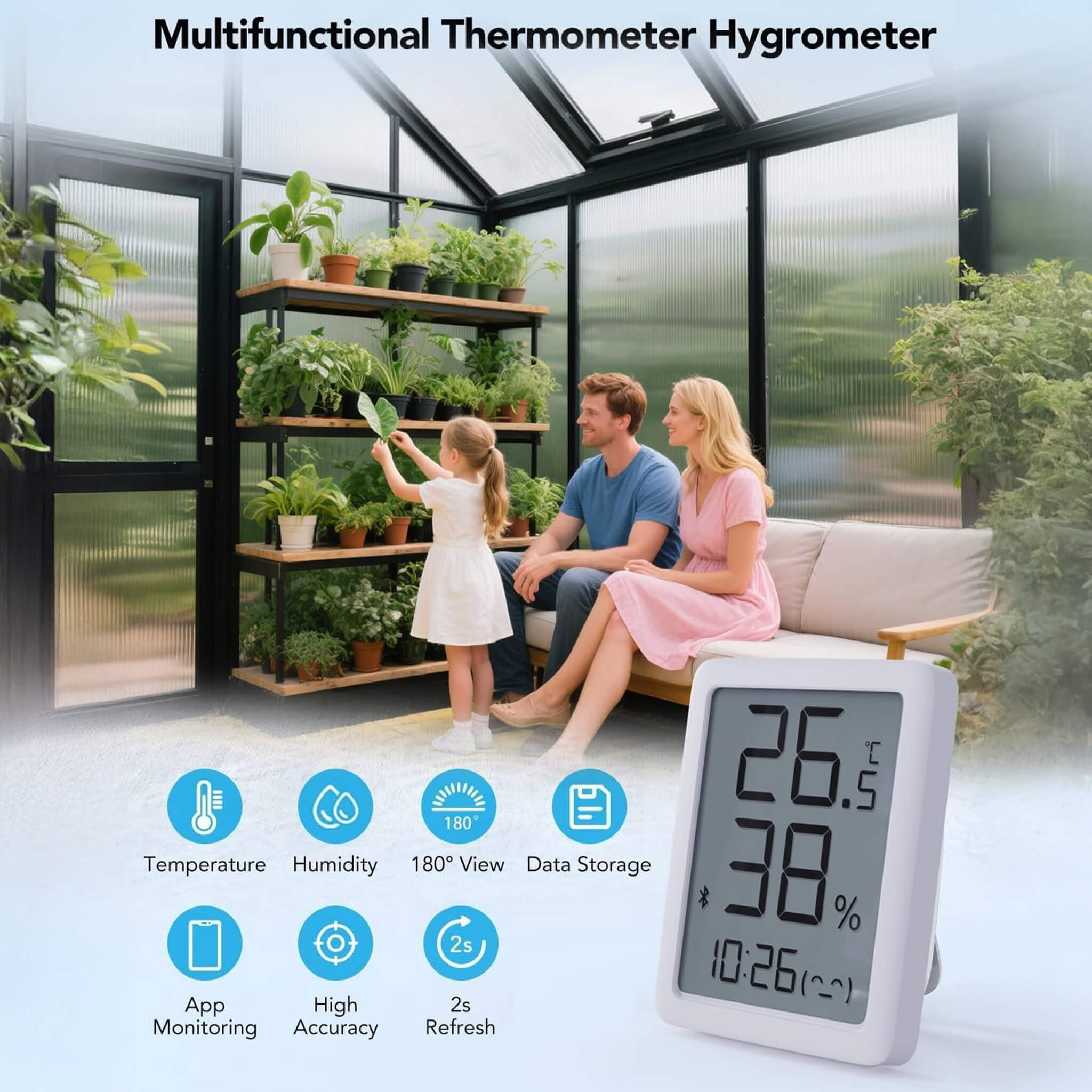 [10X12FT] Outdoor Polycarbonate Aluminum Greenhouse With UV Protection And Thermometer