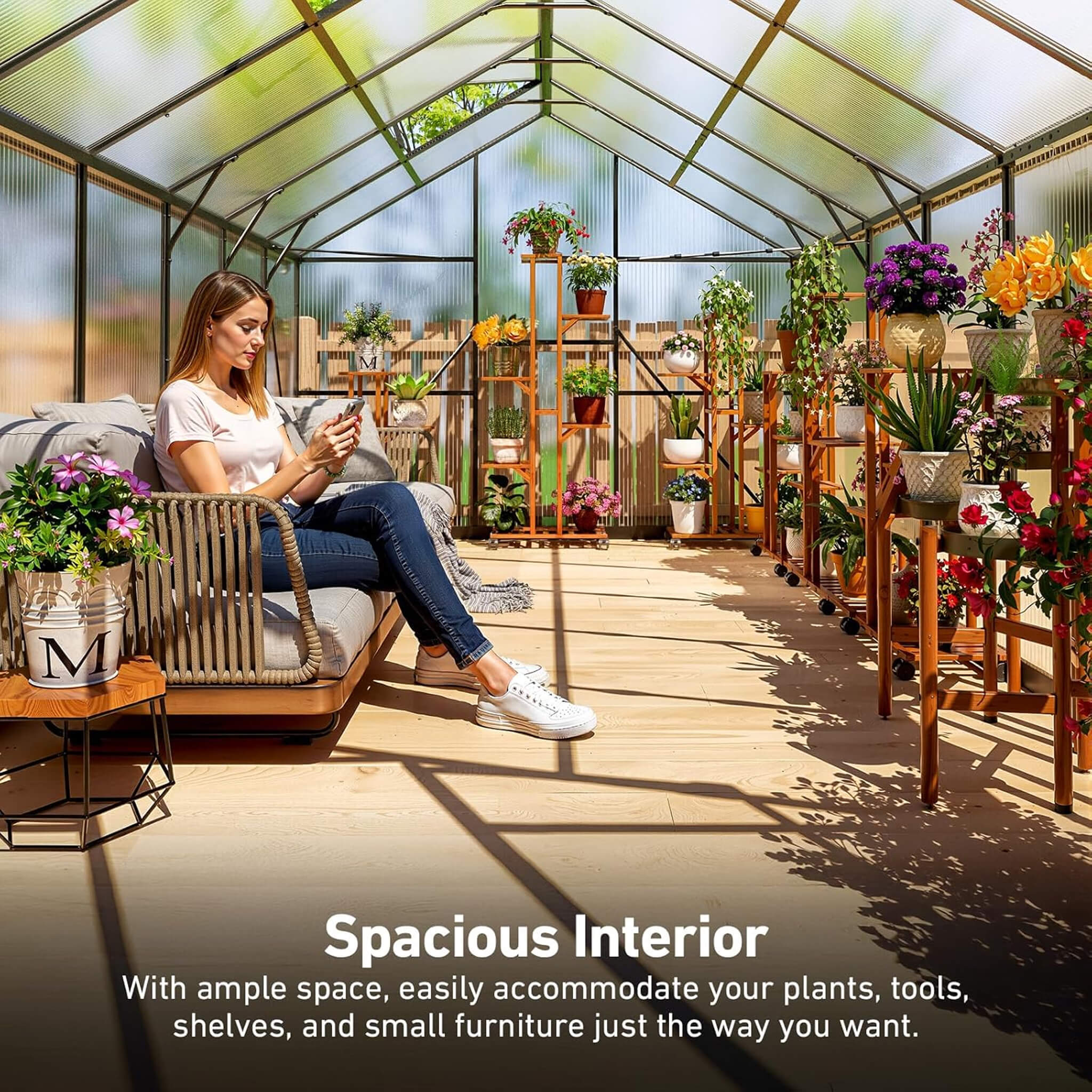 [10X12FT] Outdoor Polycarbonate Aluminum Greenhouse With UV Protection And Thermometer