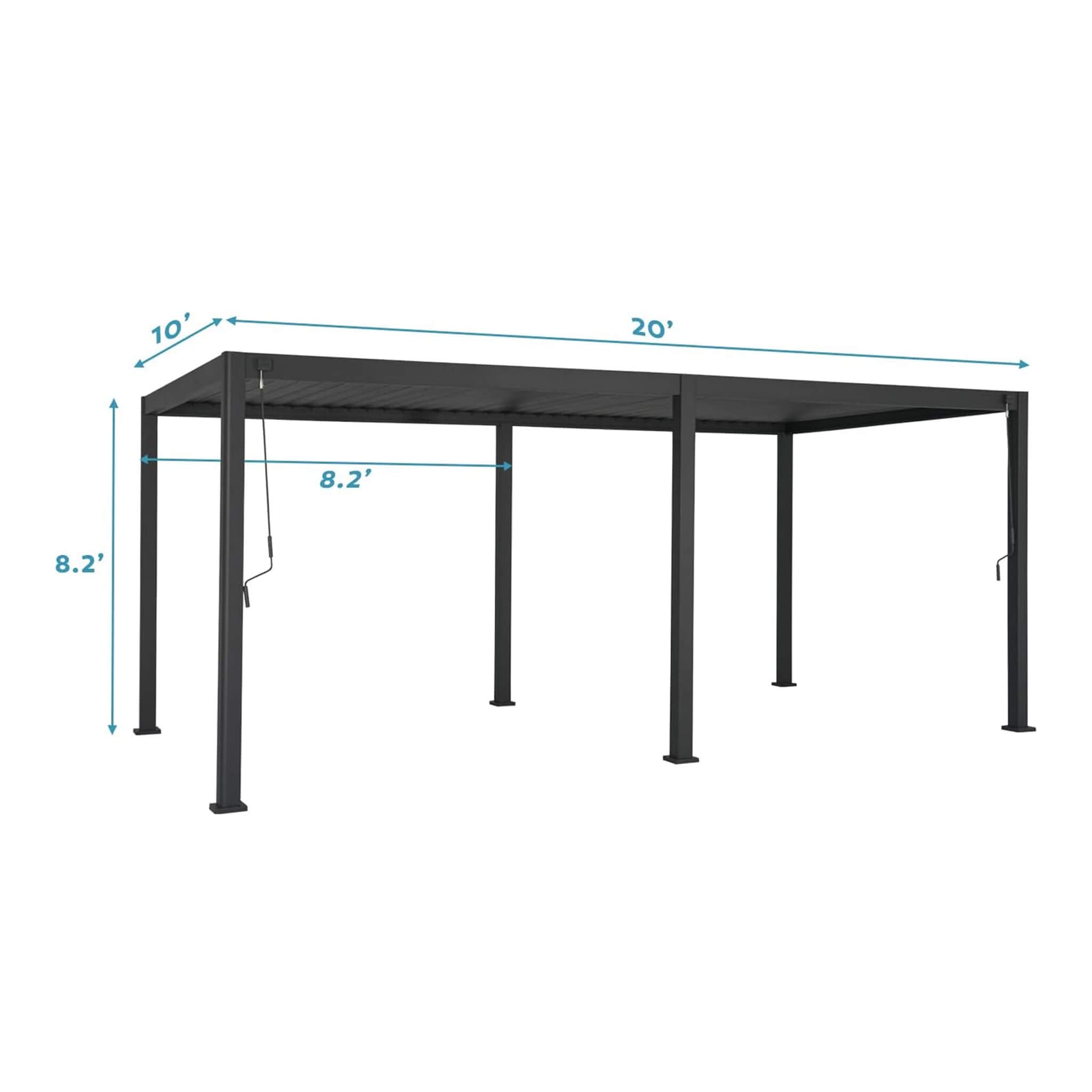 [10X20FT] Alora Modern Outdoor Adjustable Charcoal Louvered Pergola With Screens And Built-In Drainage (SAK64973)