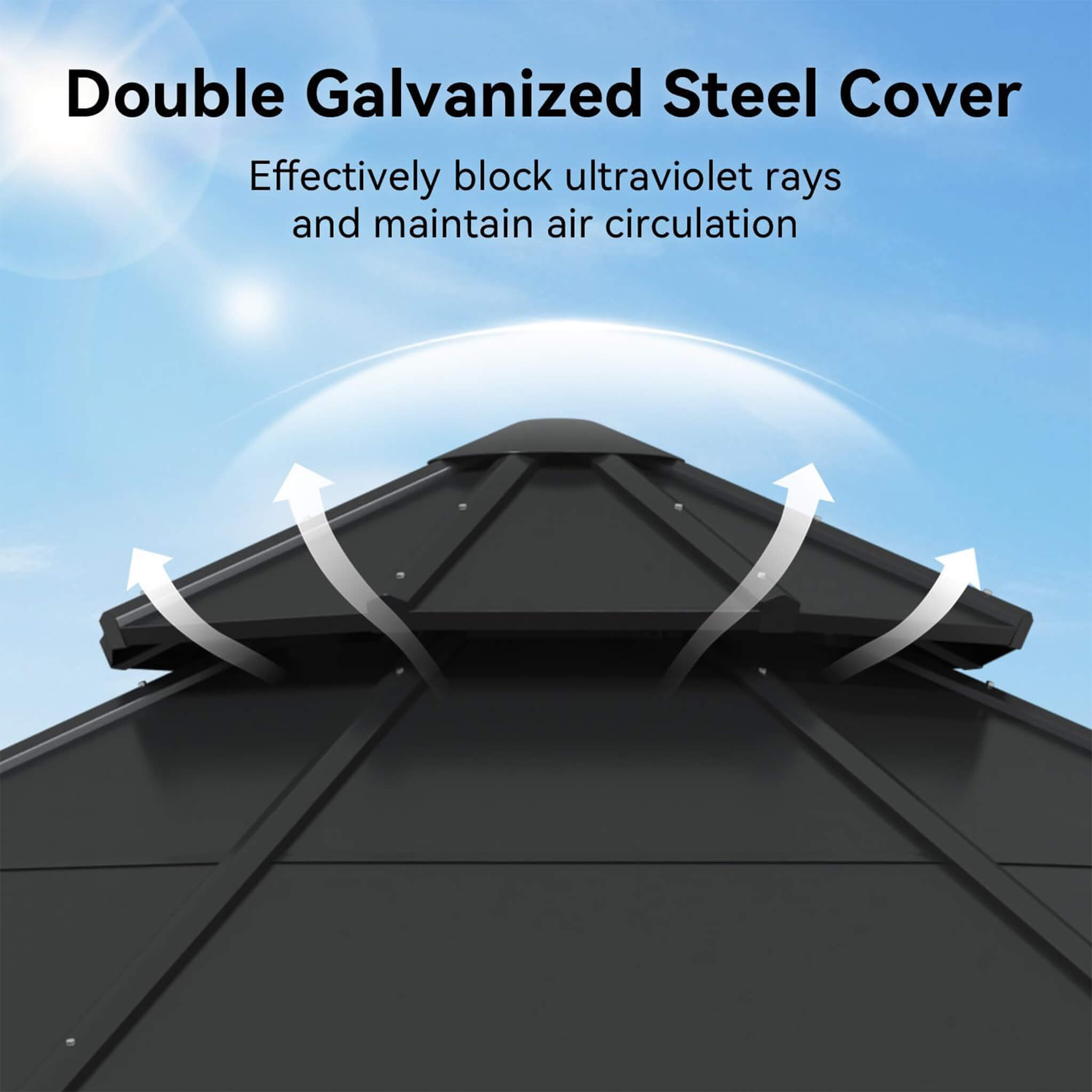 [13X13FT] Cedar Wood Galvanized Steel Octagonal Hardtop Double Roof Gazebo (SAK17468)