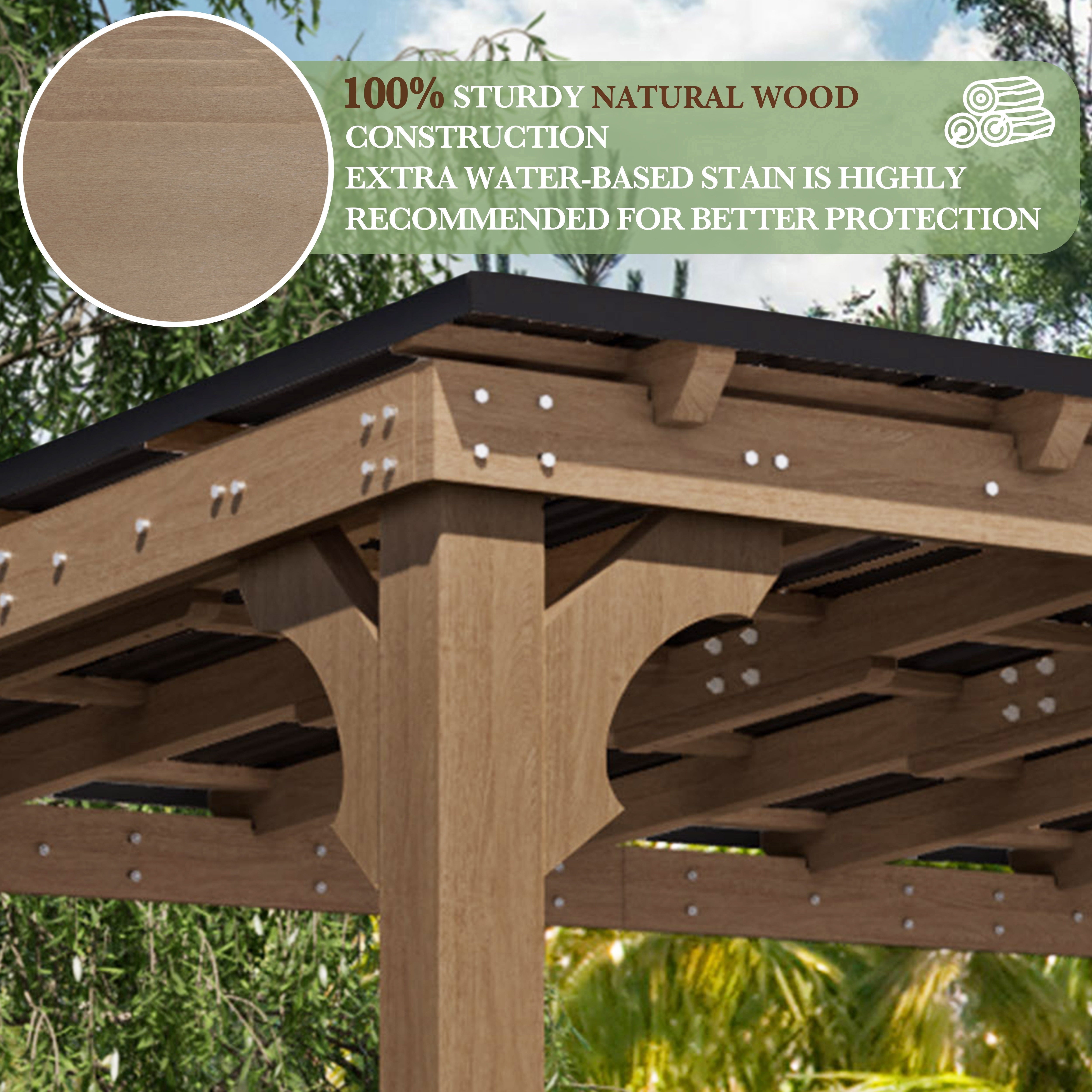 10'X 12' Outdoor Wooden Grill Gazebo, Heavy Duty Bbq Pergola for Deck, Garden and Patio