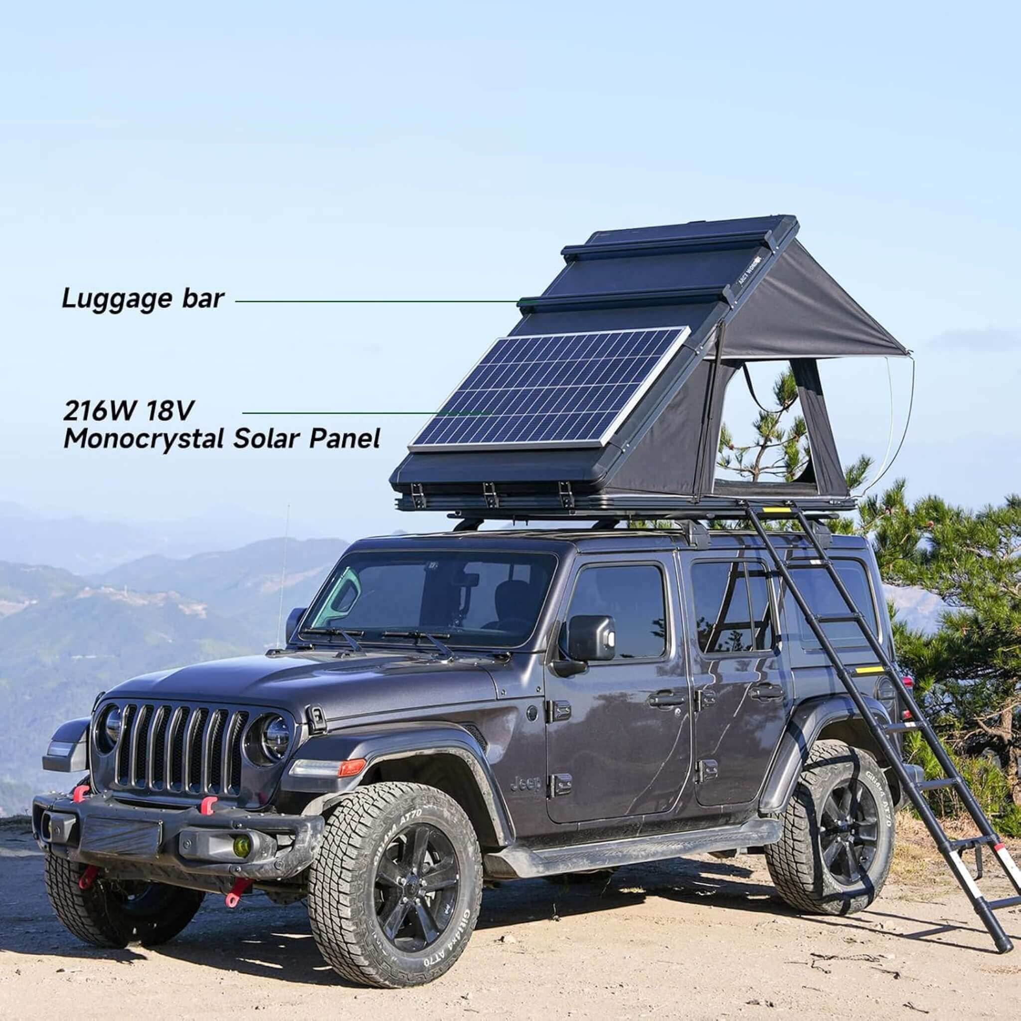 ThermalPeak 2-Person Aluminum Hardshell Pop-Up Rooftop Tent With Solar Panel And Winter Thermal Layer (SAK37481)