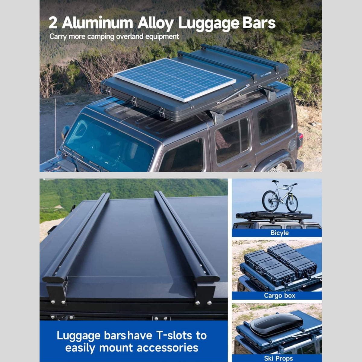 VoltPeak 2-Person Hardshell Pop-Up Rooftop Tent With Solar Panel (SAK26379)