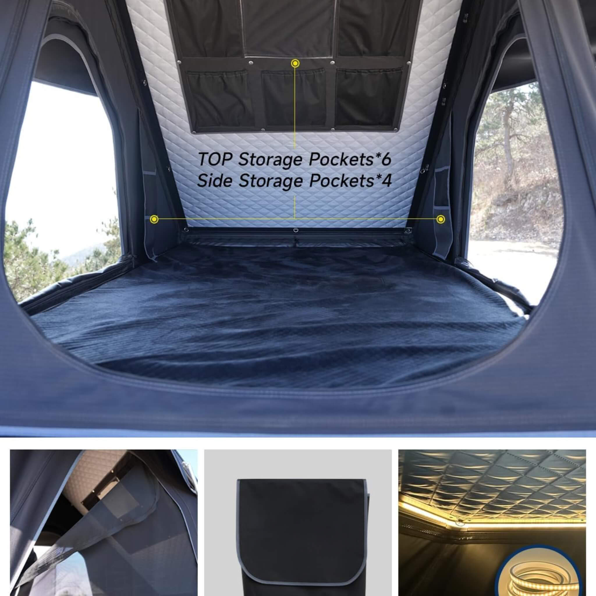 VoltPeak 2-Person Hardshell Pop-Up Rooftop Tent With Solar Panel (SAK26379)
