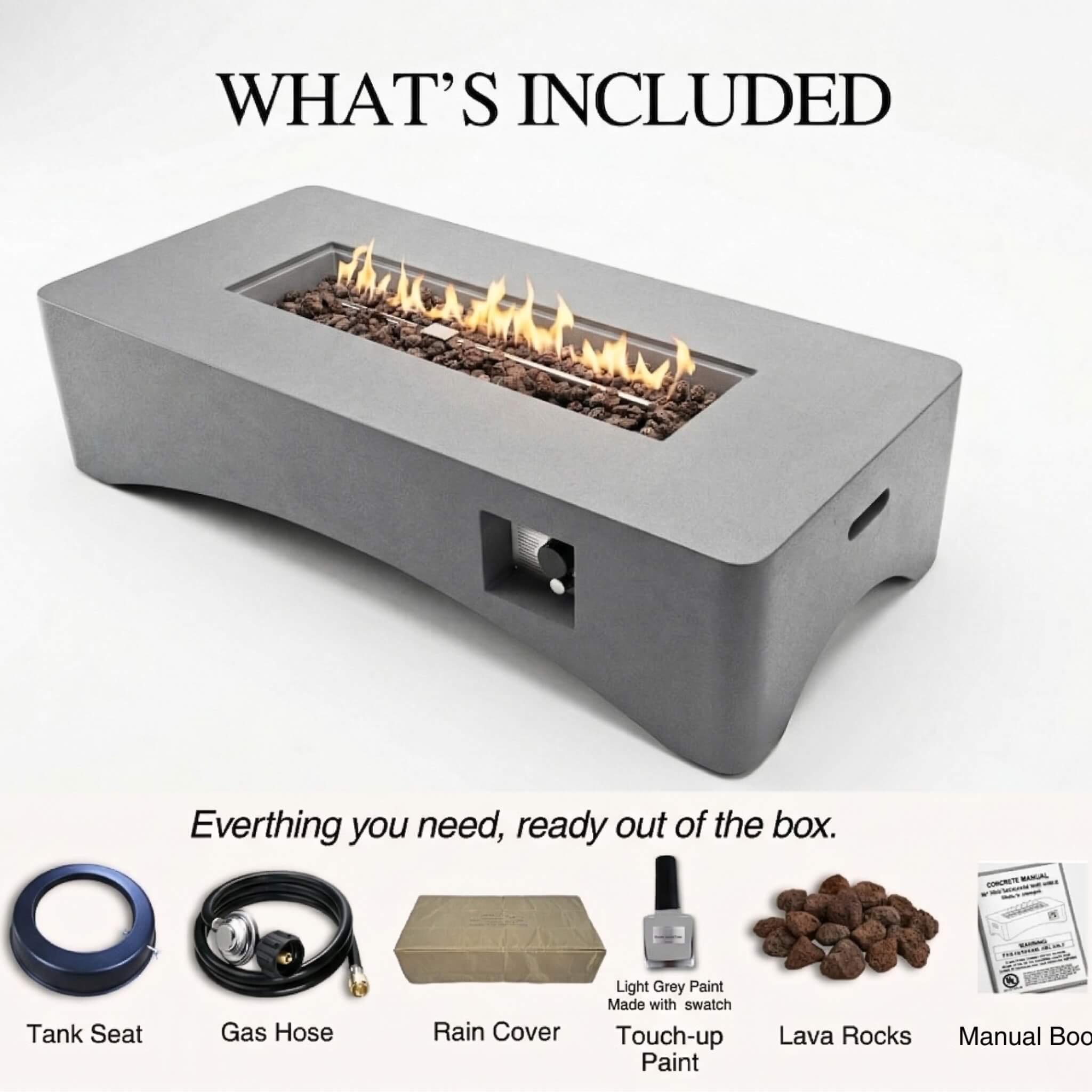 Alora 56-Inch 50K BTU Outdoor Modern Propane Fire Pit Table (SAK56830)
