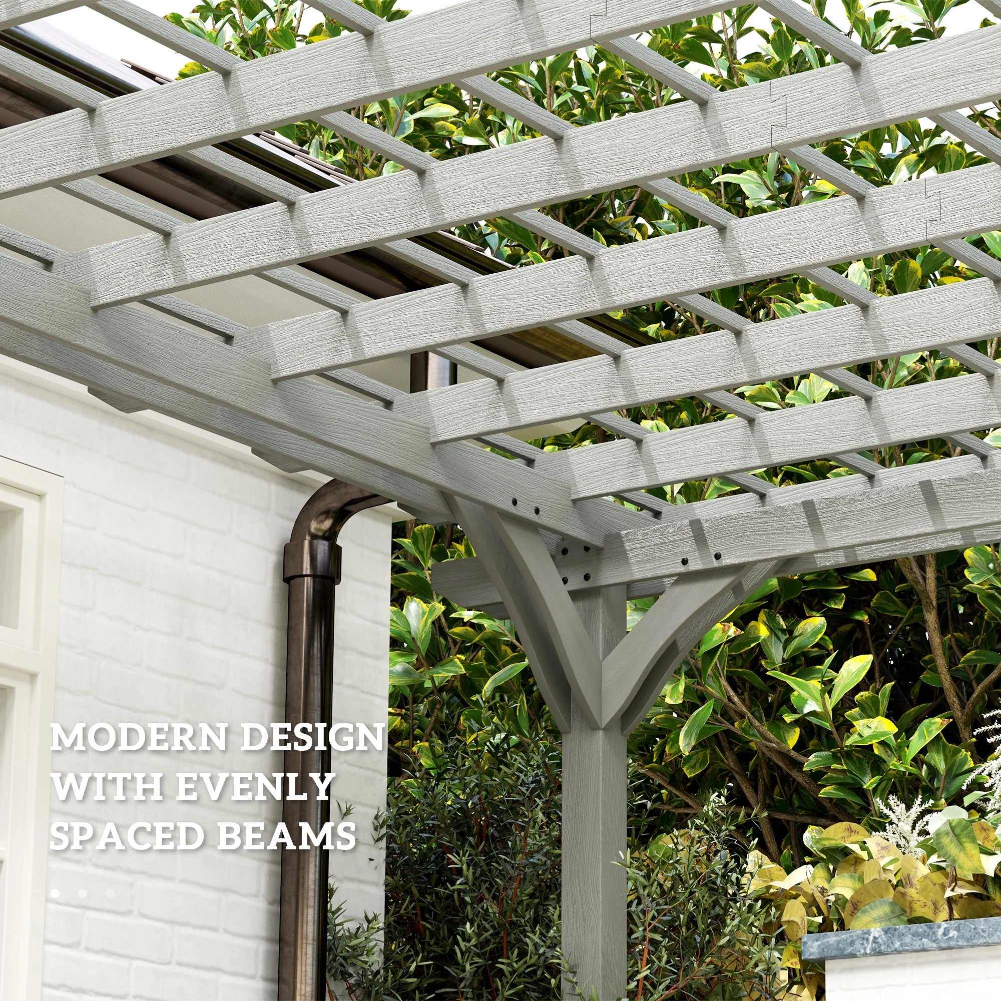 12' X 20' Wooden Pergola Grape Trellis, Outdoor Gazebo for Garden, Patio, Backyard, Deck, Gray