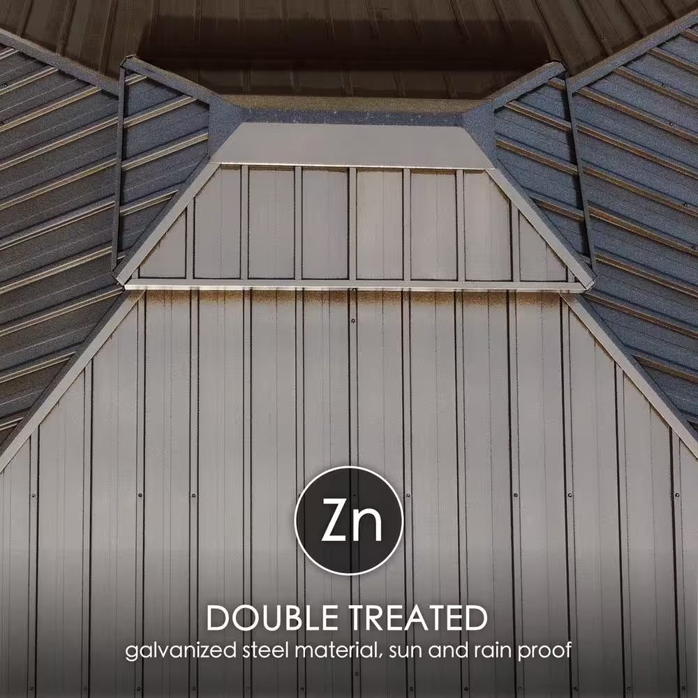 Apollo 10 Ft. X 12 Ft. Wood like Aluminum Hardtop Gazebo with Galvanized Steel Roof and Mosquito Net