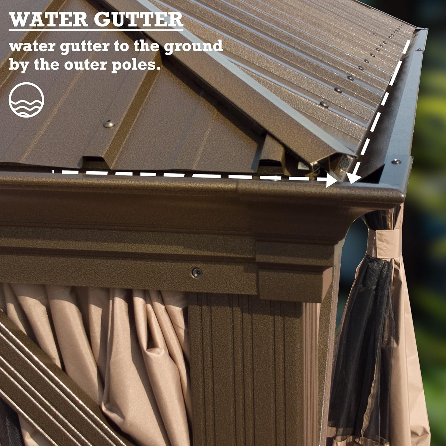 Alexander 10' X 12' Hardtop Gazebo, Aluminum Frame with Galvanized Steel Double Roof, Outdoor Permanent Pavilion with Curtains and Netting for Patio, Backyard, Deck, Lawn(Brown)