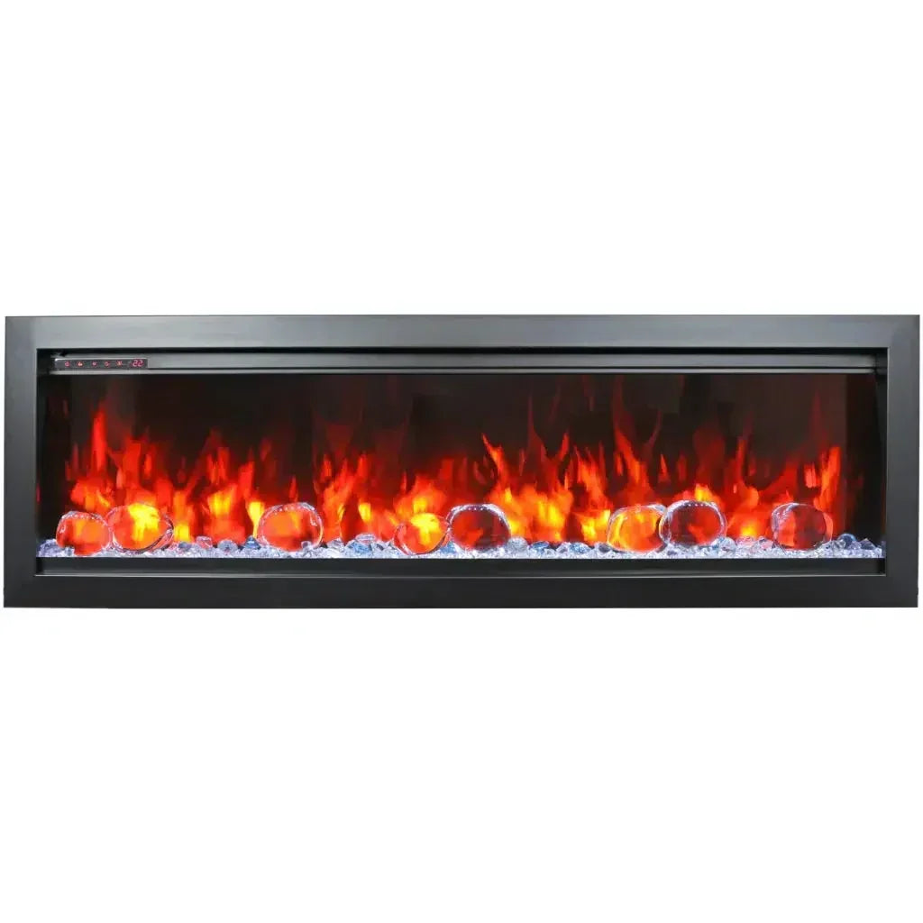 Amantii Symmetry Bespoke 100" Smart Electric Fireplace – Indoor/Outdoor Built-In with Bluetooth & Crackling Sound