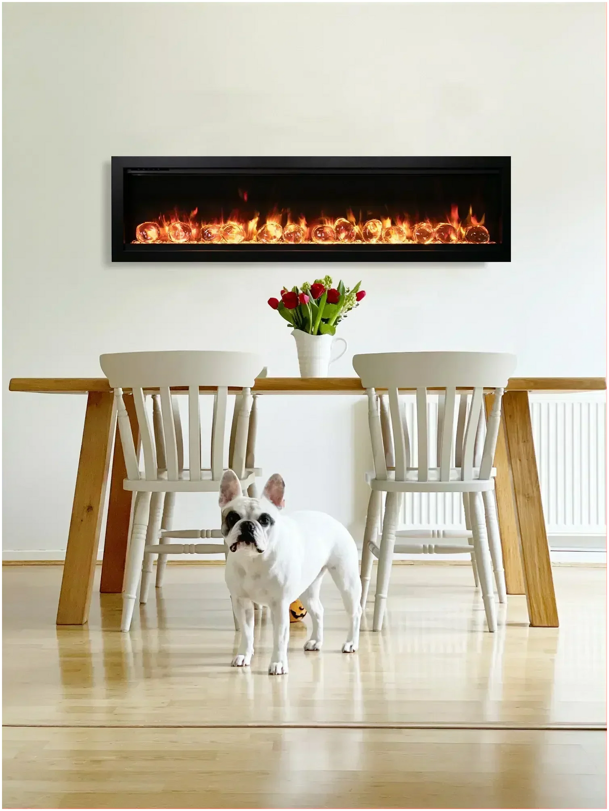 Amantii Symmetry Bespoke 100" Smart Electric Fireplace – Indoor/Outdoor Built-In with Bluetooth & Crackling Sound