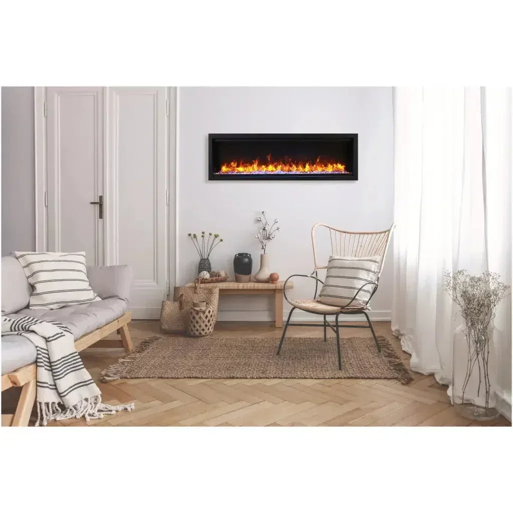 Amantii Symmetry Lumina 88" Smart Electric Fireplace – Indoor/Outdoor Built-in with LED Logset & Front Heat Vent