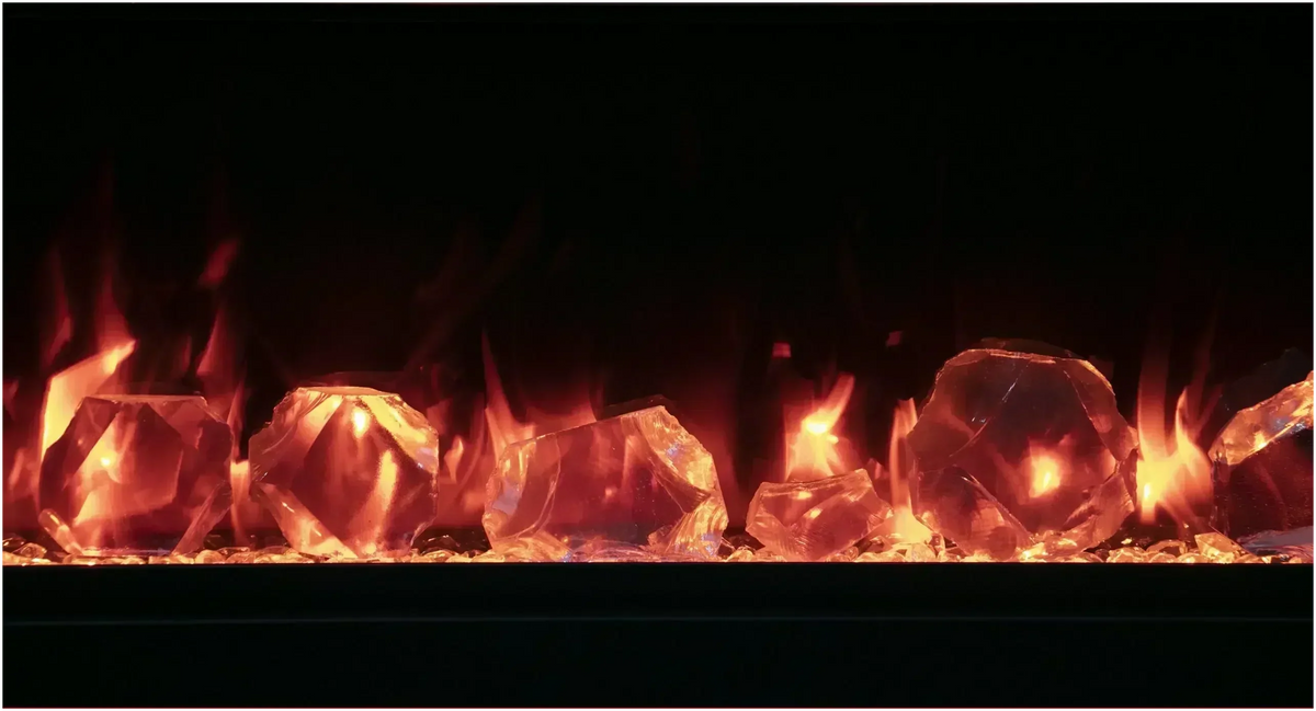Amantii Symmetry Lumina 88" Smart Electric Fireplace – Indoor/Outdoor Built-in with LED Logset & Front Heat Vent