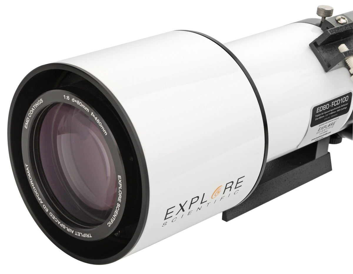 ED80-FCD100 Series Air-Spaced Triplet Refractor Telescope and Field Flattener f/5 to f/7