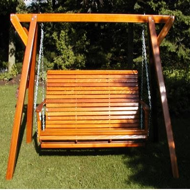 Wooden Lovers Porch Swing with Frame