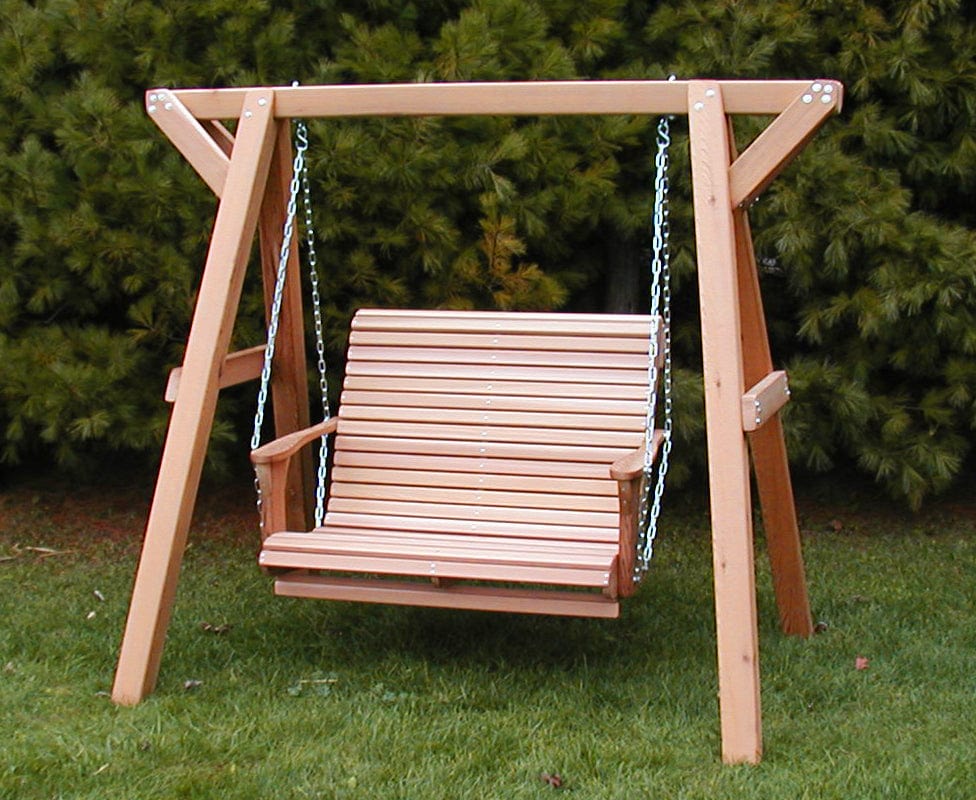 Poly-Luxe Recycled Plastic Lovers Porch Swing with Frame