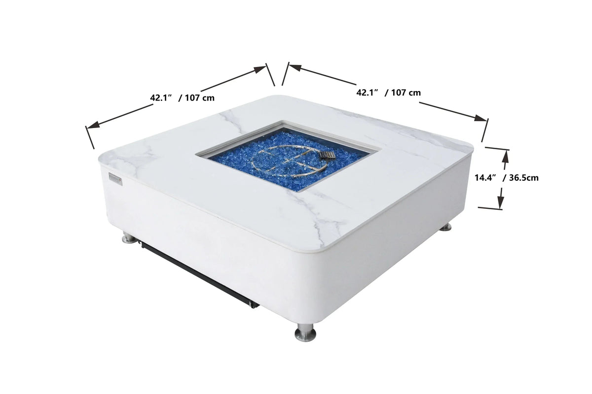 Elementi Plus OFP101BW Annecy Porcelain Top Outdoor Fire Table
