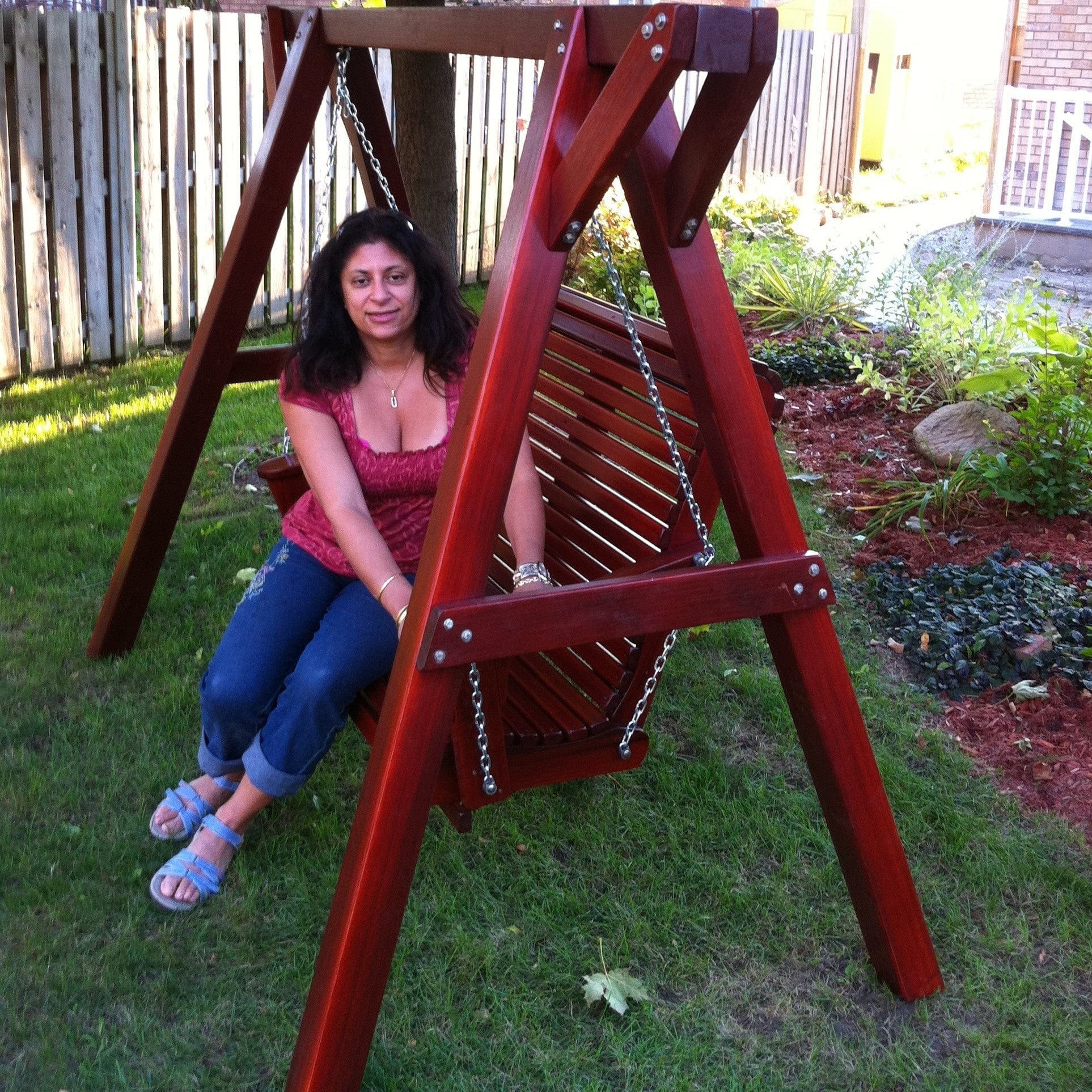 Wooden Lovers Porch Swing with Frame