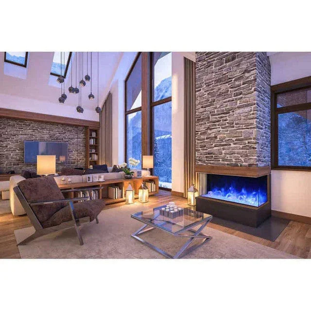 Amantii 72 Inch Tru-View XL Deep Built-In Indoor Outdoor 3 Three Sided Electric Fireplace